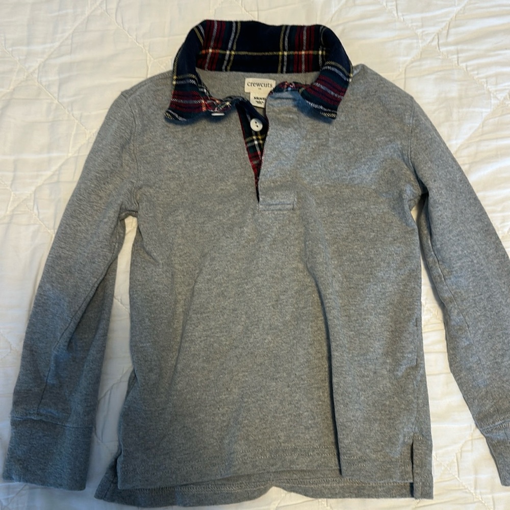 Crewcuts tartan plaid long sleeve polo
